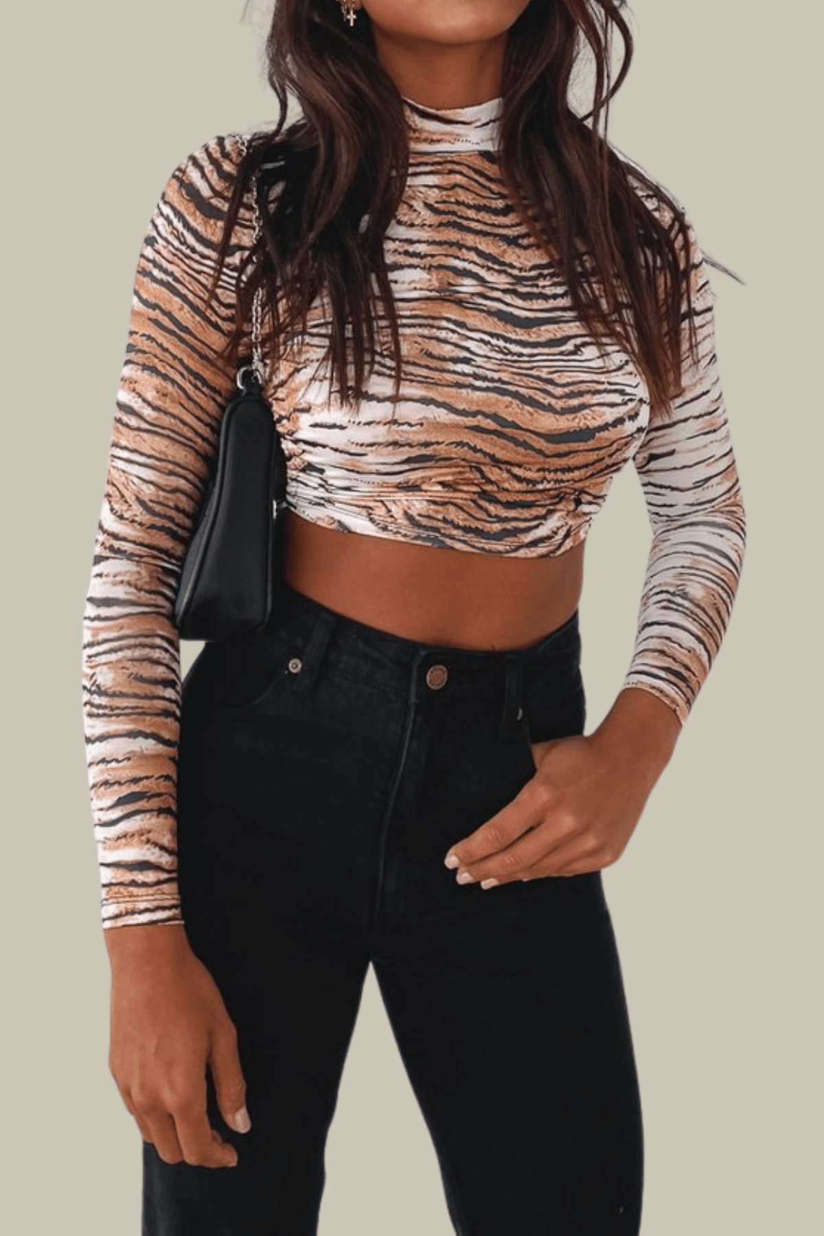 Stella Tiger Stripe Bodycon Long Sleeves Top