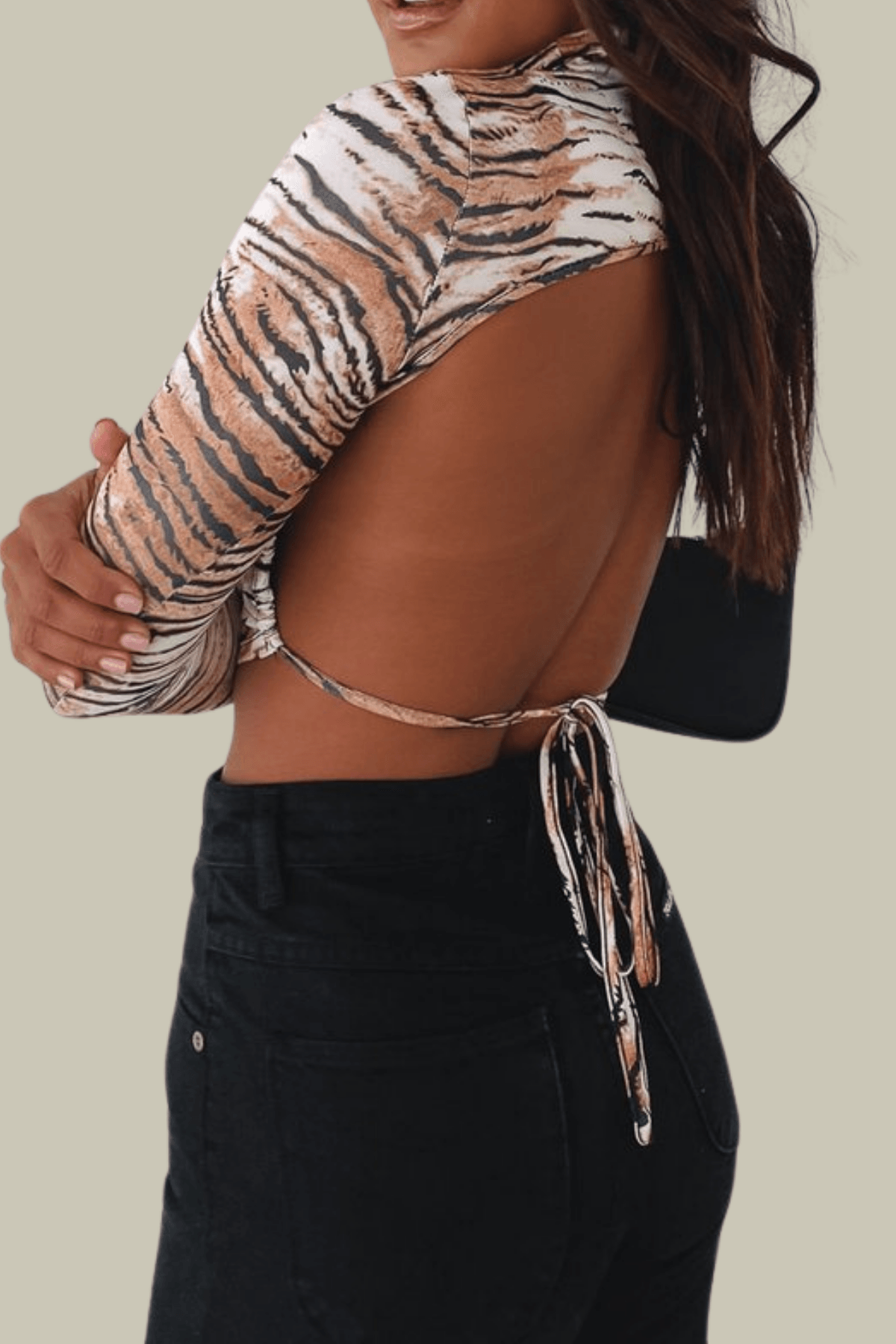 Stella Tiger Stripe Bodycon Long Sleeves Top