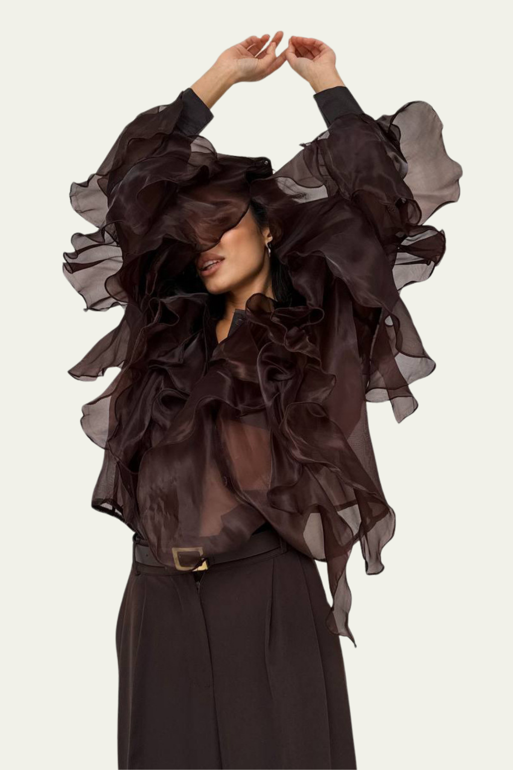 Teagan Ruffle Mesh Shirt – Luxeles