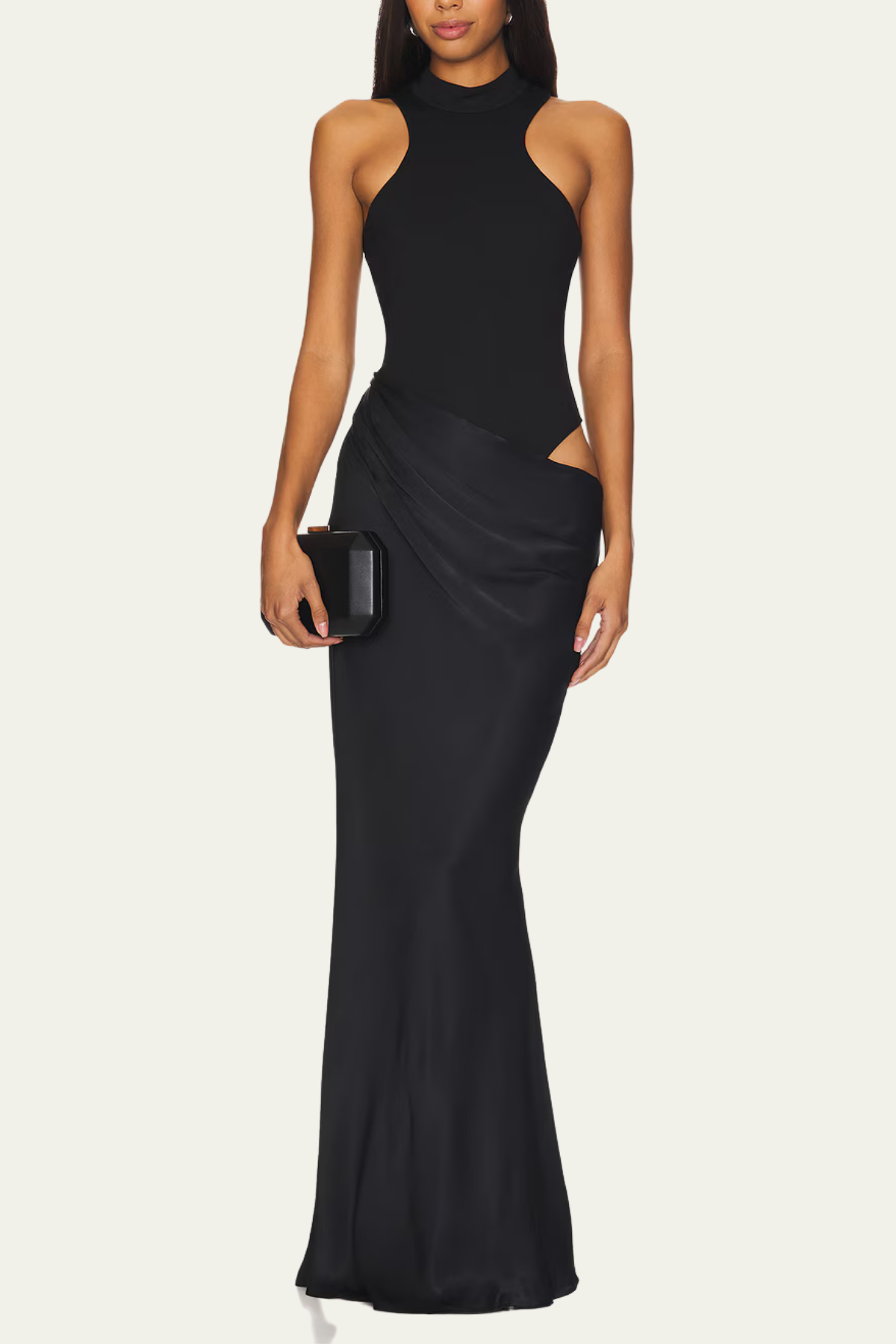 Trinity Sleeveless Satin Maxi Dress In Black – Luxeles