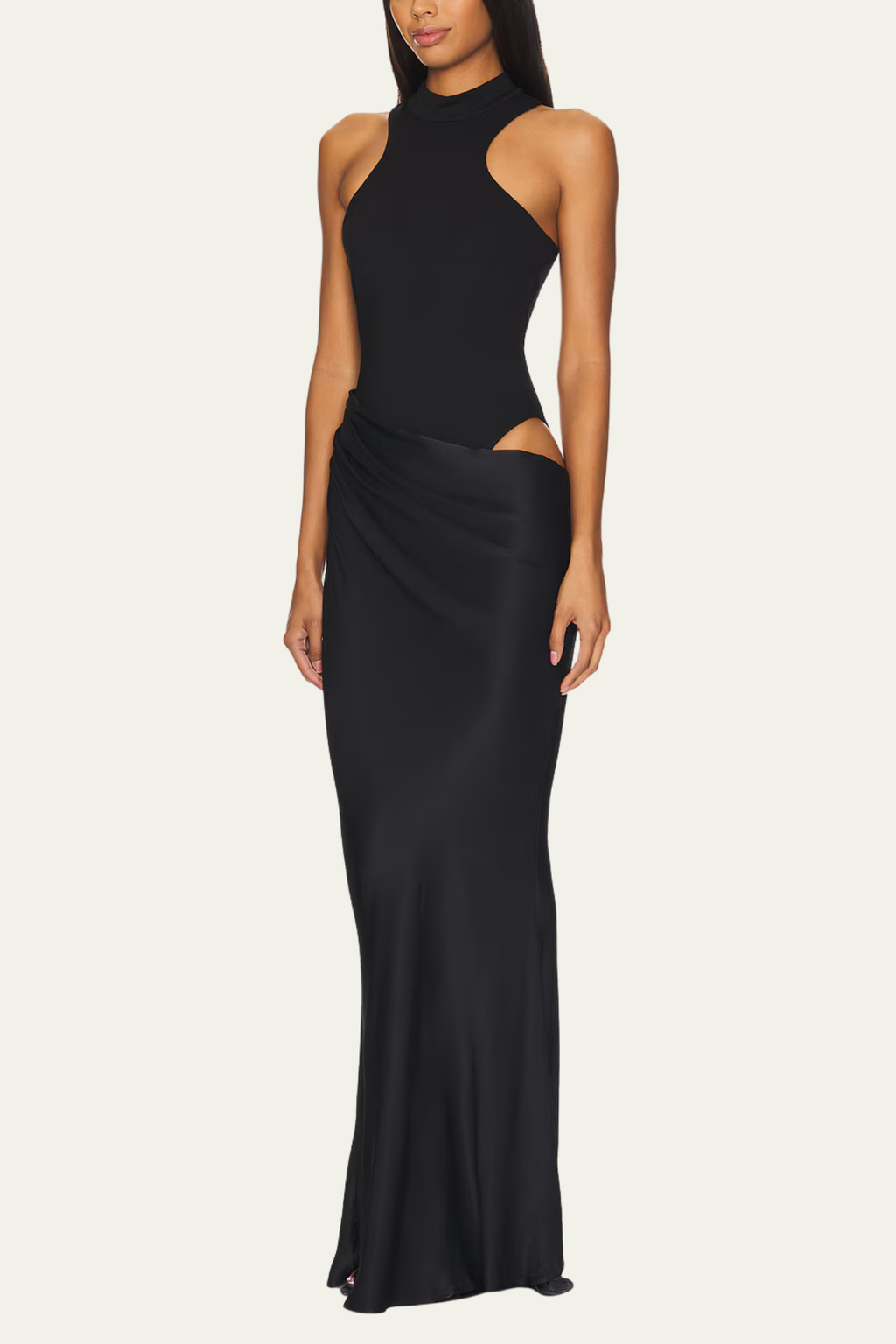Trinity Sleeveless Satin Maxi Dress In Black – Luxeles