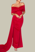 Valerie Off Shoulder Bow Ruch Bodycon Maxi Dress – Luxeles