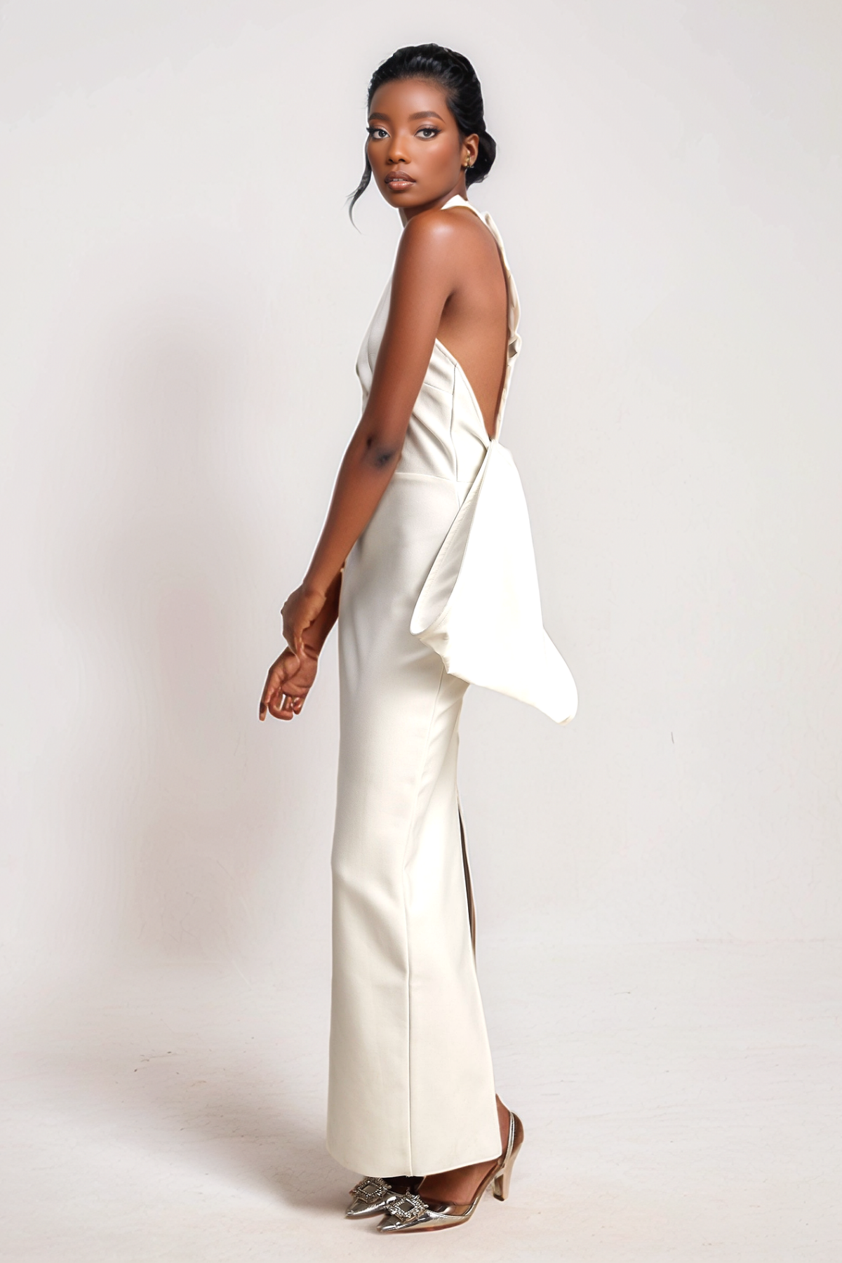 Vanessa Backless Bow Split Maxi Dress – Luxeles