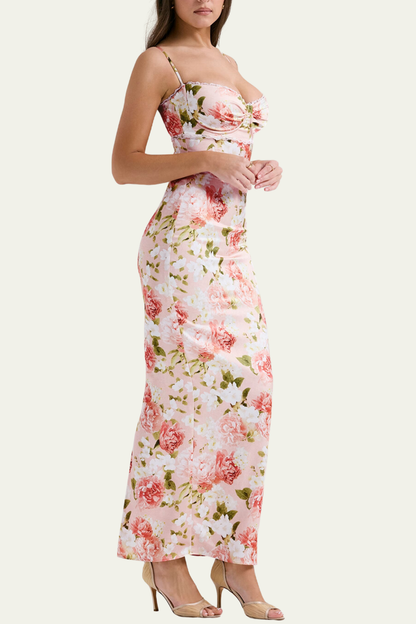 Vera Floral Spaghetti Bodycon Maxi Dress