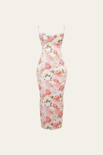 Vera Floral Spaghetti Bodycon Maxi Dress