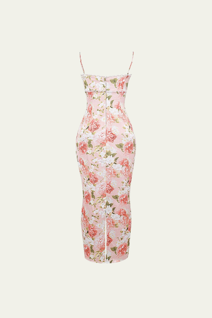 Vera Floral Spaghetti Bodycon Maxi Dress