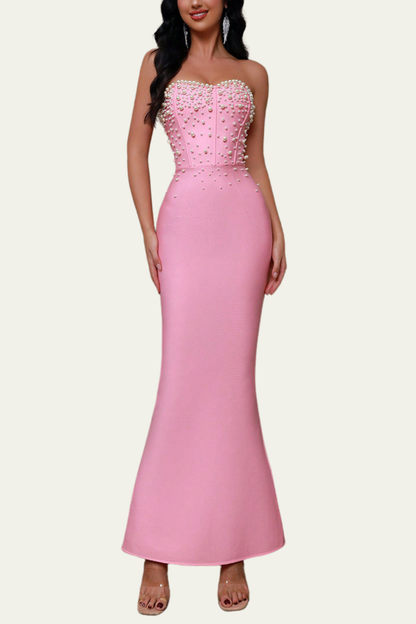 Wrenley Strapless Pearl Bodycon Maxi Dress