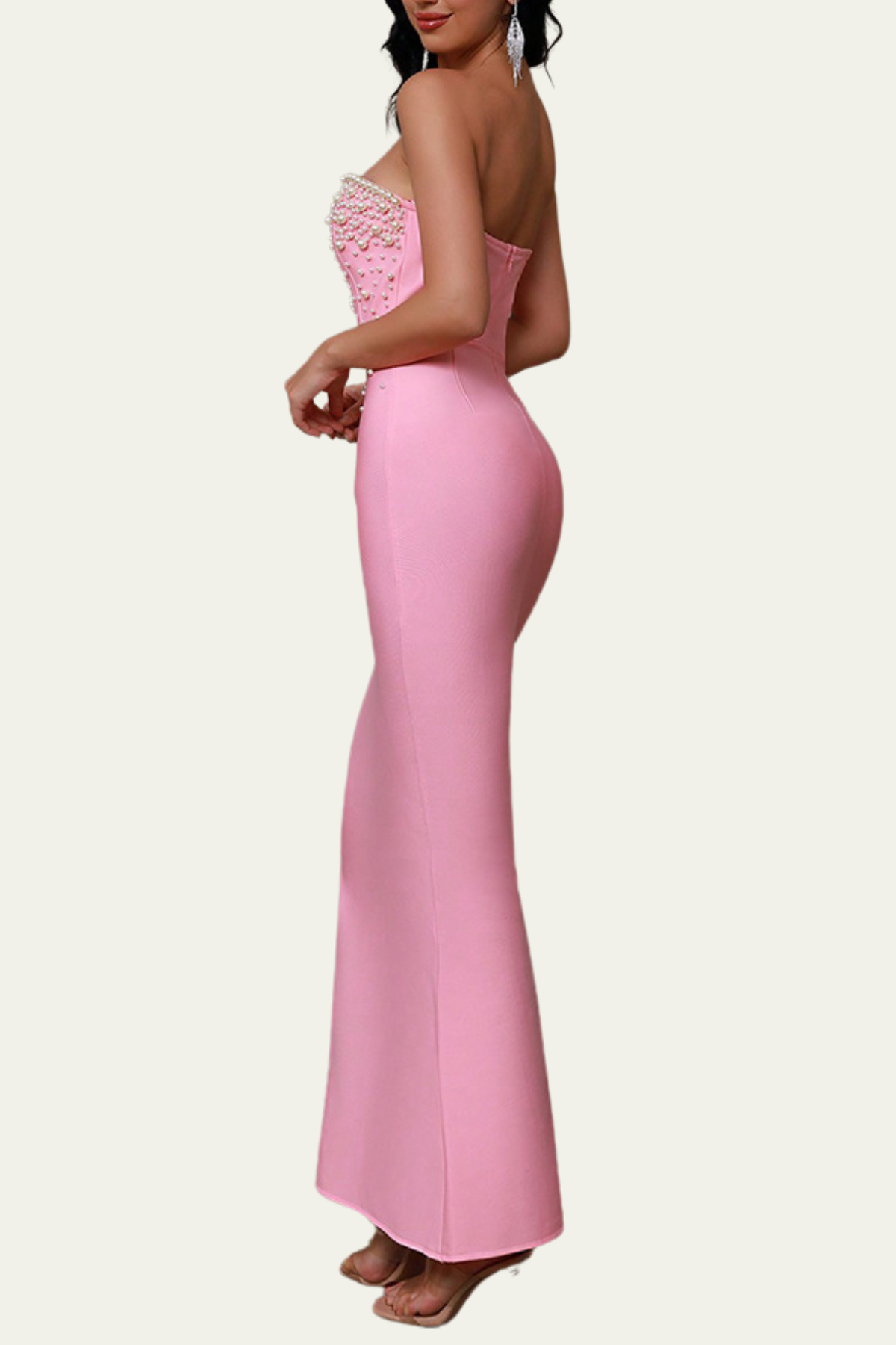 Wrenley Strapless Pearl Bodycon Maxi Dress – Luxeles