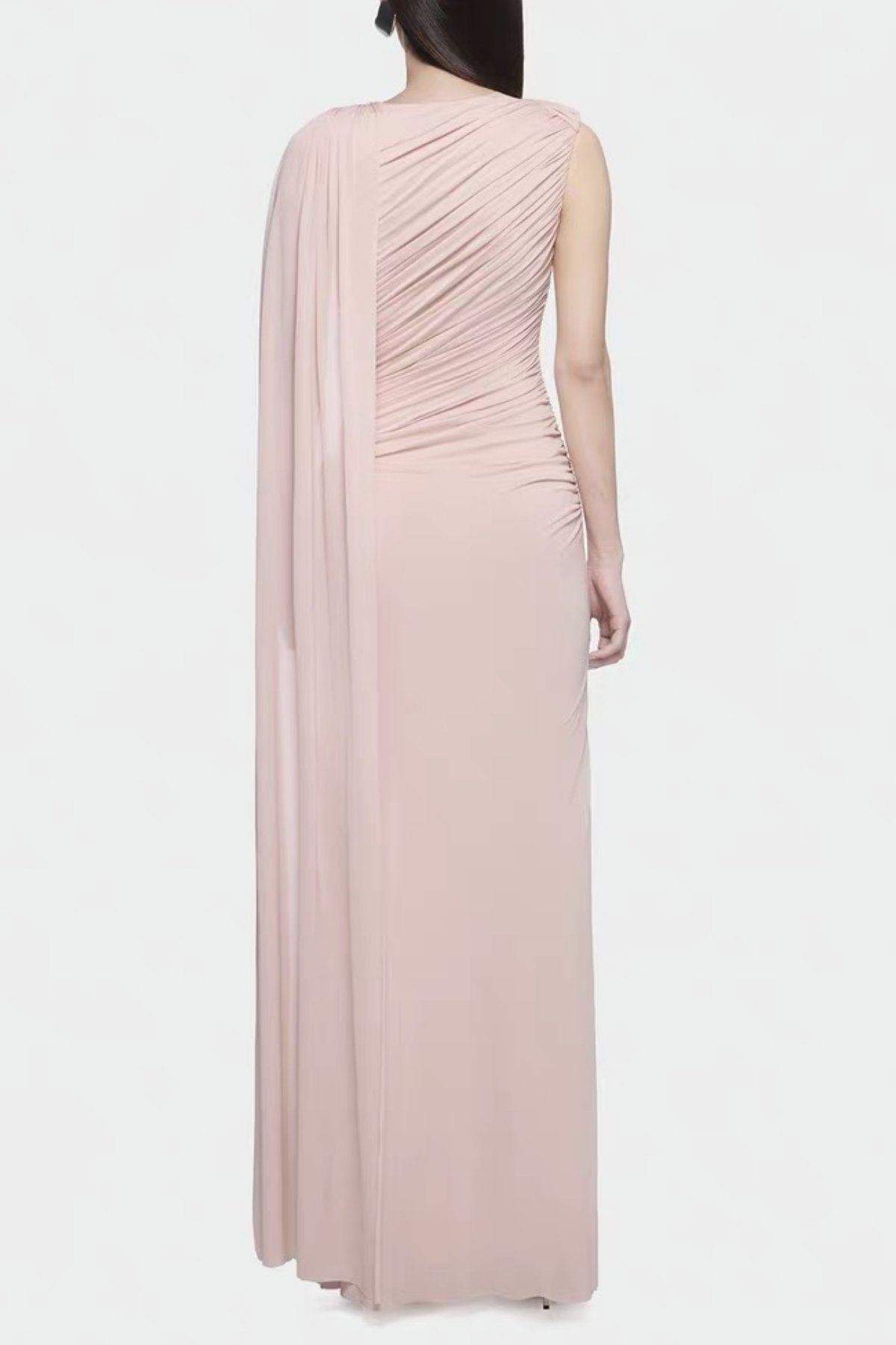 Wynter Ruch Asymmetric Shawl Maxi Dress In Pink – Luxeles