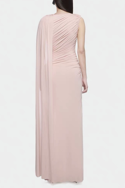 Wynter Ruch Asymmetric Shawl Maxi Dress In Pink – Luxeles